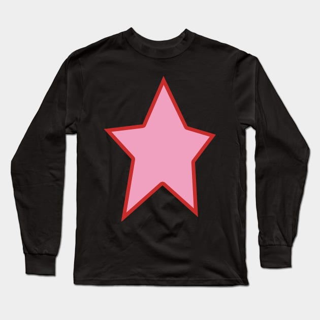 Pink Star Red Out Line Graphic Long Sleeve T-Shirt by ellenhenryart